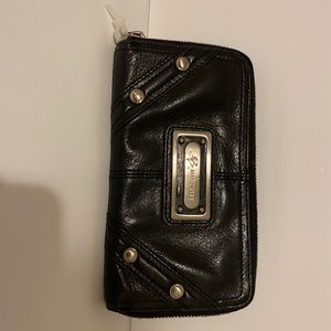 Leather wallet with leopard print inside